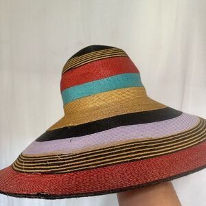 Frank Olive Private Collection vintage 1970’s colorful wide brim straw hat